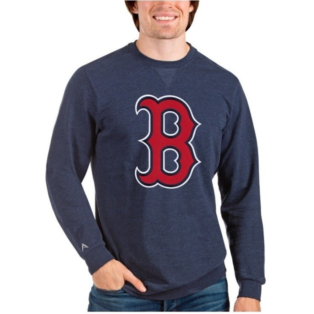 Boston Red Sox Antigua Team Logo Reward Crewneck Pullover Sweatshirt, Large, NEW
